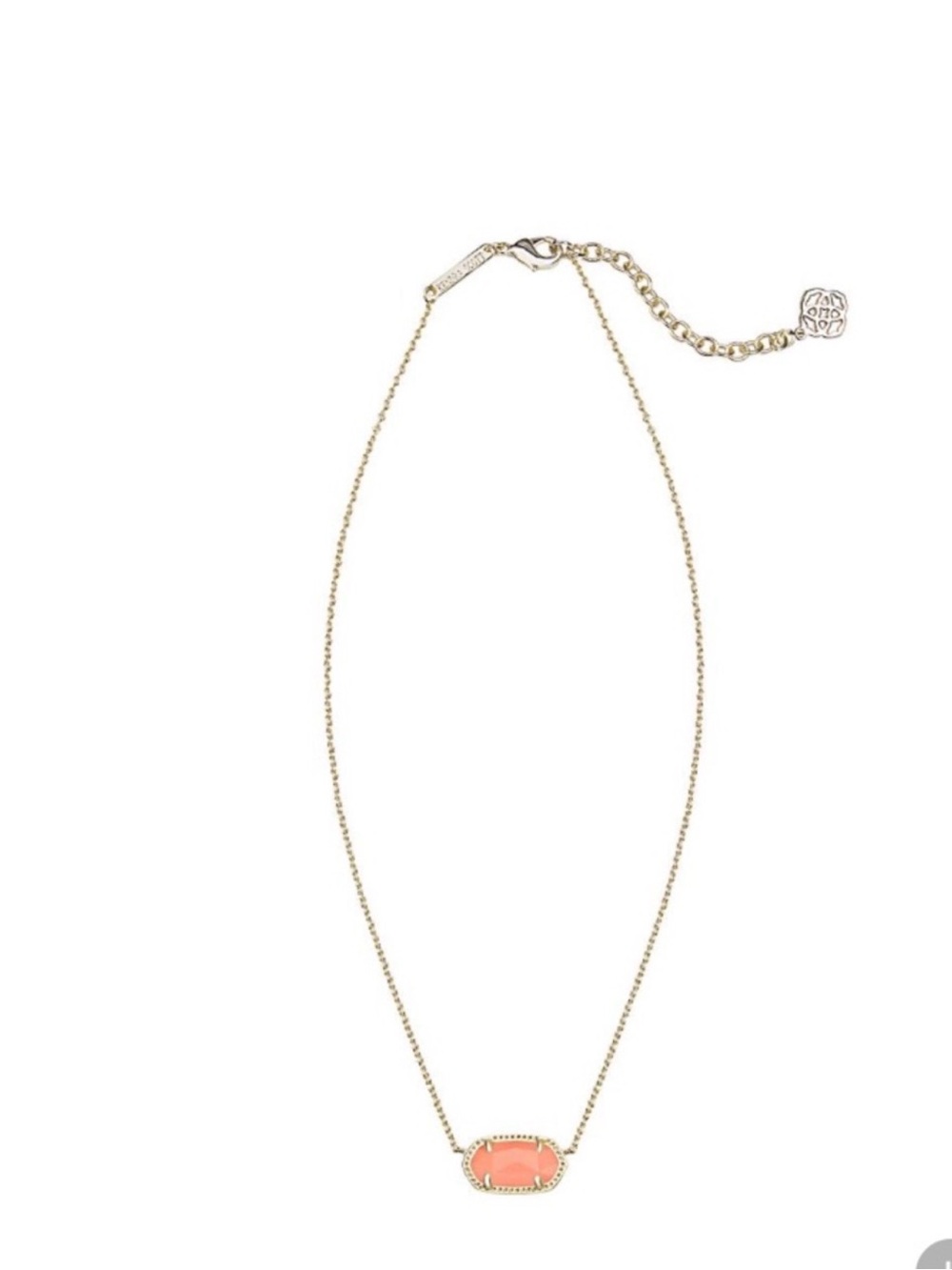 Kendra Scott Gold Chain Necklace with Coral Pink Pendant